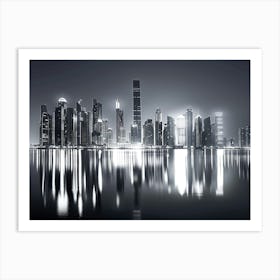 Dubai Skyline At Night Art Print