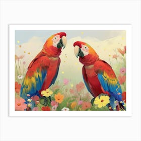 Floral Animal Illustration Macaw 1 Art Print