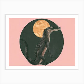 Alligator At The Moon Art Print