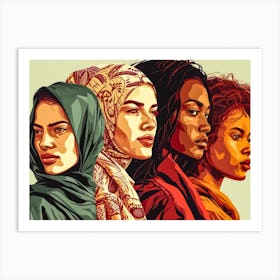 Women In Hijabs 5 Art Print