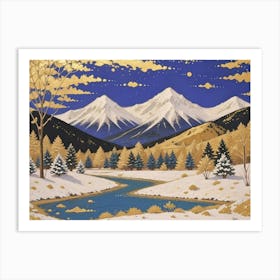 Winter's Embrace: A Mountain View 1 Art Print