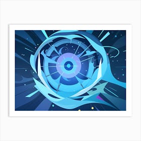 Blue Spaceship Art Print