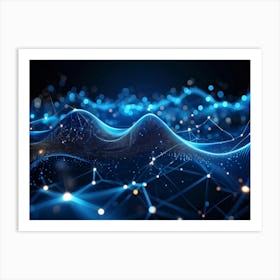 Abstract Digital Art Representing A Futuristic Ai Connection Network Datum Streams Intertwining In (2) Art Print