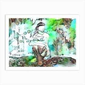 Girl In The Woods Art Print