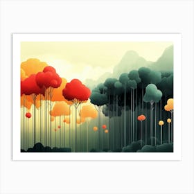 Dreamlike forest landscape illustration Art Print