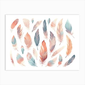 Watercolor Feathers 11 Art Print