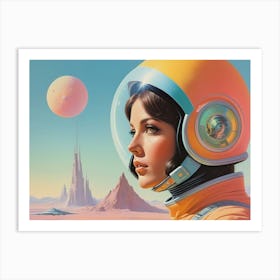 Space Girl vintage retro sci-fi art Art Print