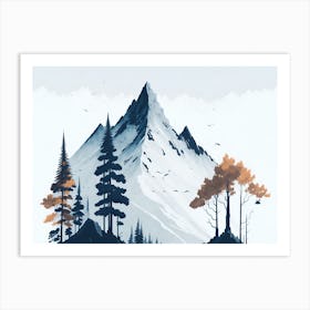 Mountain And Forest In Minimalist Watercolor Horizontal Composition 104 Art Print
