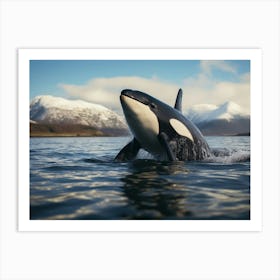 Realistic Orca Whale Icy Mountain Photography Style 1 Art Print