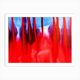 Abstract Painting, Acrylic On Canvas, Red Color 4 Art Print