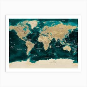 Detailed political world map Art Print