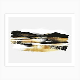 Gold And Black Abstract Painting 100 Art Print