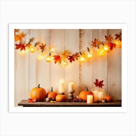 Autumn Themed Generative Light Decor Capturing The Essence Of Thanksgiving Watercolor Gourds And Pu (5) Art Print