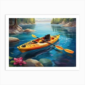 Kayaking On The River 1 Art Print