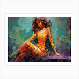 Woman In Yellow Dress Art Print