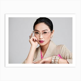 Portrait Of An Elegant Asian Woman With A Preference For Thai Or Japanese Luxury Lifestyles Adorned Art Print