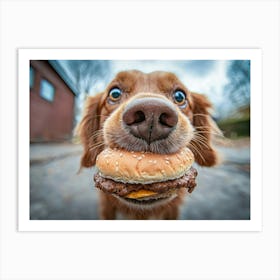 Dog With A Burger Art Print