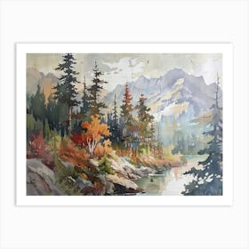 Retro Wooded Pines 9 Art Print