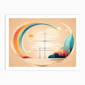 Sailboat In The Sky VECTOR ART Art Print