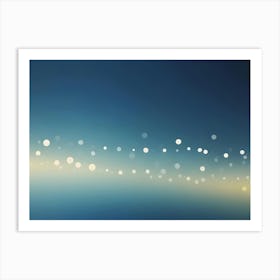 Abstract Background With A Subtle Gradient Of Blue And Yellow With A Horizontal Line Of Glowing White Dots That Create A Sense Of Movement And Depth Art Print