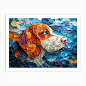 Basset Hound Paper Quilling Portrait II Art Print