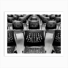 Black And White Image Of Empty Chairs 1 Art Print