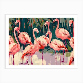 Tropical Pink Flamingos  Art Print