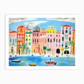 Venice Italy Cute Watercolour Illustration 8 Art Print