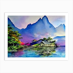 Twilight Serenity At Mountain Lake Art Print