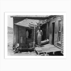 Tenant Farmer On His Front Porch, This Farm Is Owned By An Out Of State Woman And Has Been Rented By This Family Of Art Print