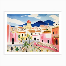 Salerno Italy Cute Watercolour Illustration 1 Art Print