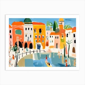 Venice Italy Cute Watercolour Illustration 5 Art Print
