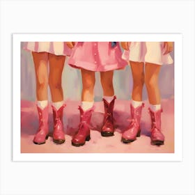 Three Girls In Pink Boots 1 Art Print