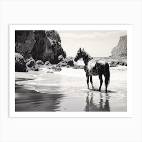 A Horse Oil Painting In Pfeiffer Beach California, Usa, Landscape 1 Art Print