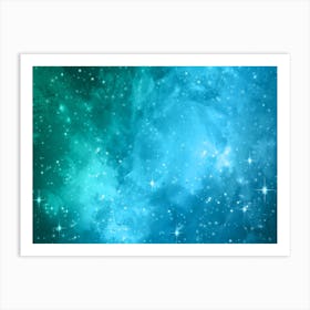Shining Blue Galaxy Space Background Art Print