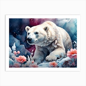 Polar Bear In The Snow Art Print