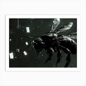 Bee Black Sci-Fi Tech Art Print