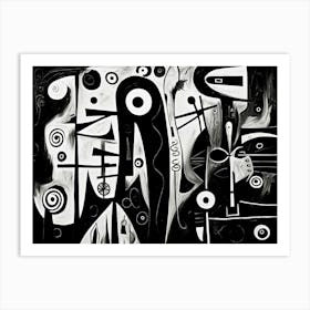 Emotions Abstract Black And White 6 Art Print