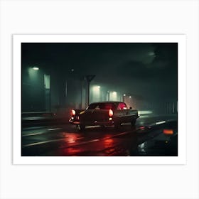 Retro Car At Highway 07 Art Print