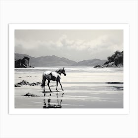 A Horse Oil Painting In Lopes Mendes Beach, Brazil, Landscape 1 Art Print
