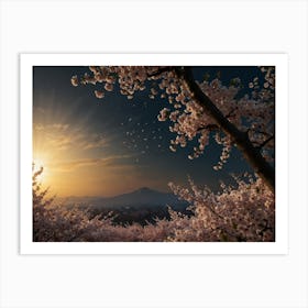 Cherry Blossoms At Sunset 2 Art Print