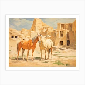 Horses Painting In Cappadocia, Turkey, Landscape 3 Art Print