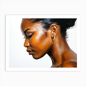 Side Profile Of Beautiful Woman Oil Painting 125 Art Print