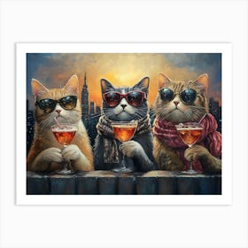 Cats At The Rooftop Bar 6 Art Print