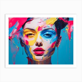 Abstract Painting Girl With Paint On Face Art Print