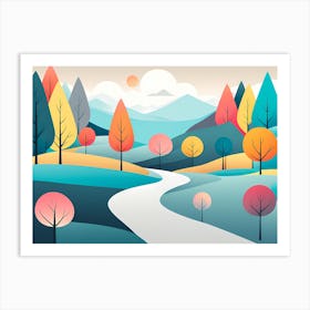 Landscape With Trees VECTOR ART 1 Art Print