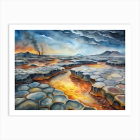 A Poster Of Honeycomb Shaped Lava Fields In Icelan (1) Art Print