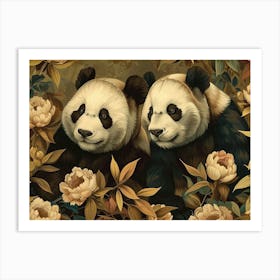 Floral Animal Illustration Giant Panda 1 Art Print