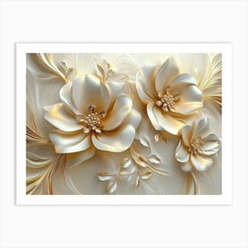 Gold Flowers 26 Art Print