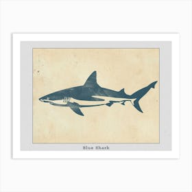 Blue Shark Grey Silhouette 6 Poster Art Print